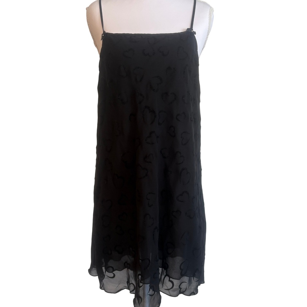 Gilligan & OMalley 90's Y2K Fairy Grunge Black Velvet Burnout Slip Dress Medium‎